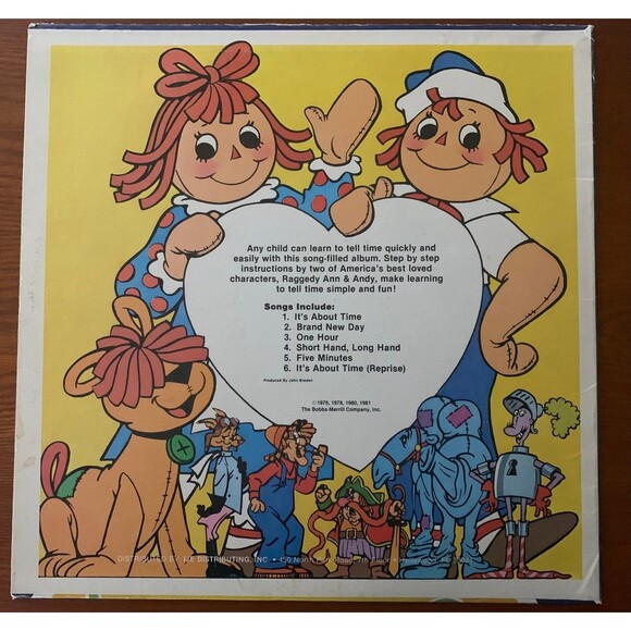 Vintage 1981 Raggedy Ann & Andy Telling Time is Fun Mint Condition LP - Picture 2 of 3